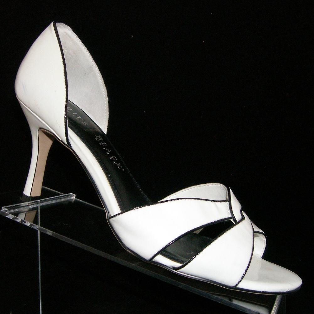 White House Black Market open toe white heels 9.5M - Picture 1 of 8